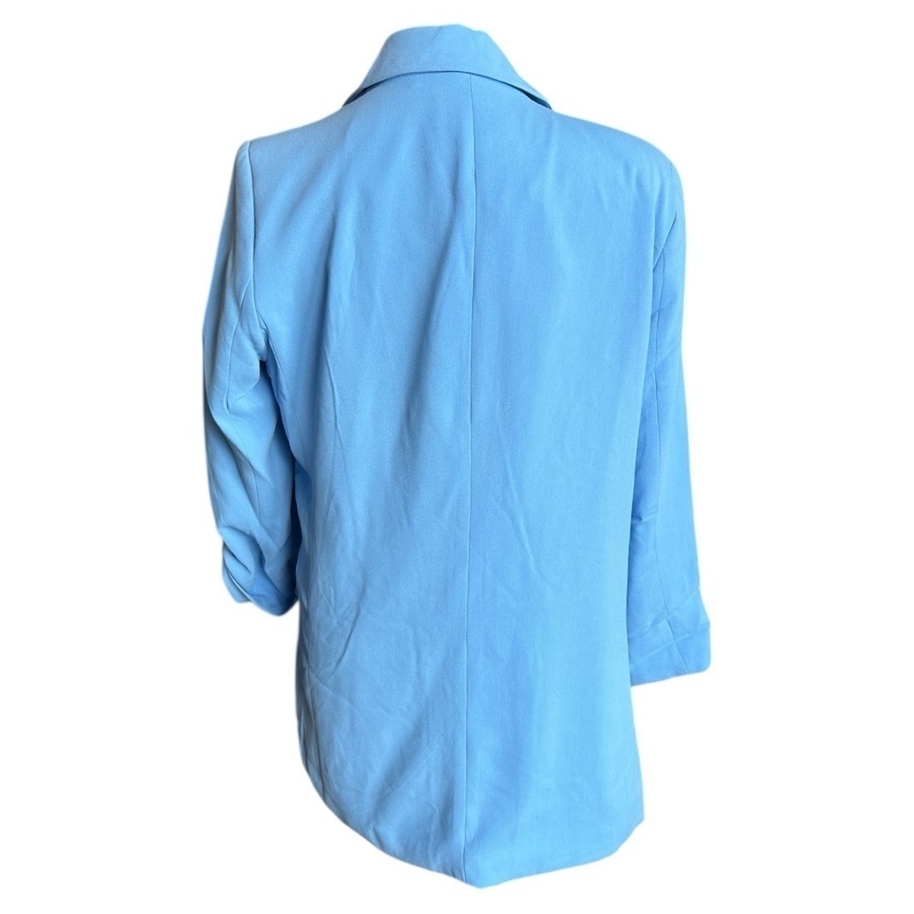 T Tahari Lapel Collar 3/4 Roll Sleeve Open Front Woven Blazer - Picture 3 of 10